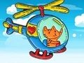 Jogo Livro de Colorir: Gato Conduzindo Helicóptero  online