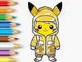 Jogo Livro para colorir: capa de chuva Pikachu  online