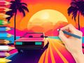 Jogo Livro para colorir: dirigir ao pôr do sol  online
