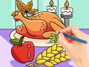 Jogo Livro para colorir: refeição de peru no Dia de Ação de Graças  online