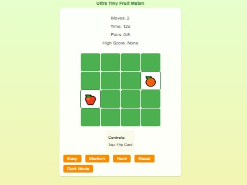 Jogo A memória da fruta corresponde ao quebra -cabeça cerebral online