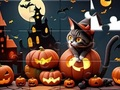 Jogo Quebra-cabeça: Gato de Halloween  online