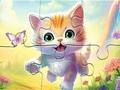 Jogo Quebra-cabeça: gatinho com borboleta  online