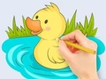 Jogo Livro para colorir: bebê pato nadando  online
