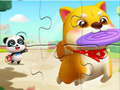Jogo Quebra-cabeça: Pequeno Panda brinca com animal de estimação  online
