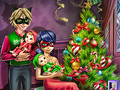 Jogo Natal em família com menina pontilhada  online