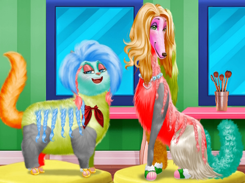 Jogo Simulador de salão de animais de estimação  online