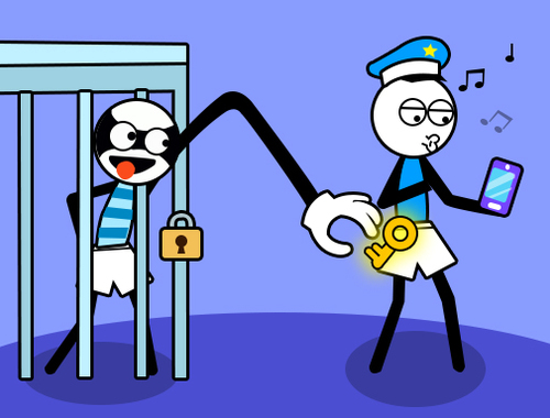 Jogo Quebra-cabeça do ladrão Stickman Troll  online