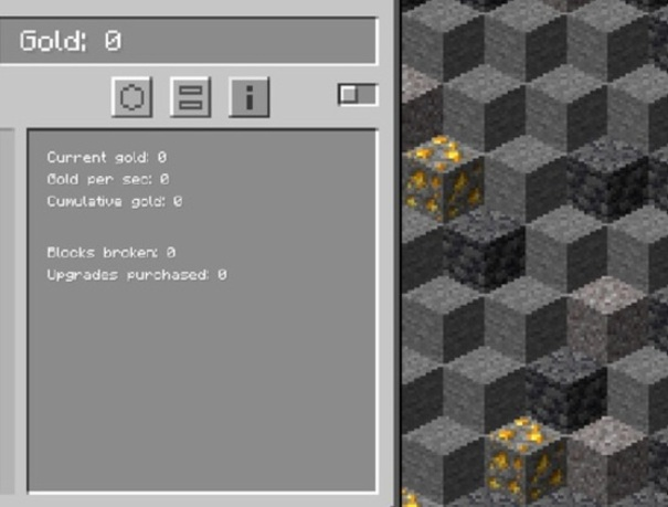 Jogo Clicker de ouro do Minecraft  online