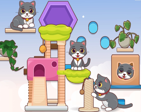 Jogo Decoração meu: parede de gatinhos  online
