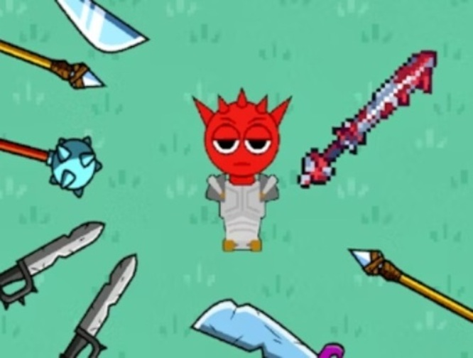 Jogo Red Sprunki com uma espada  online