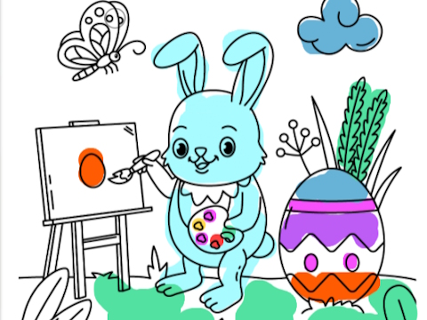 Jogo Livro para colorir de coelhinho da Páscoa  online