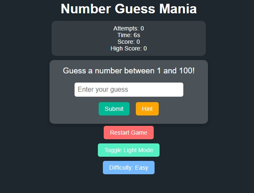 Jogo Número de adivinhação mania  online