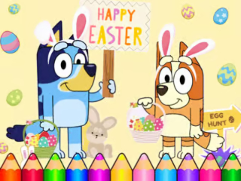 Jogo Livro para colorir: Bluey Feliz Páscoa  online