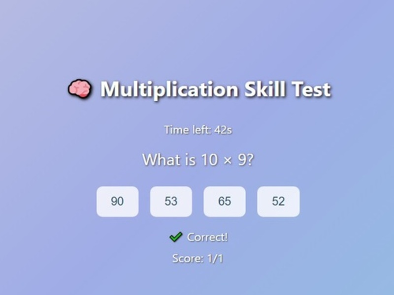 Jogo Teste de habilidade de multiplicação online