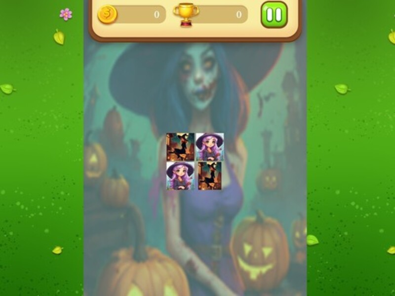 Jogo Combinação de memória de bruxa de Halloween online